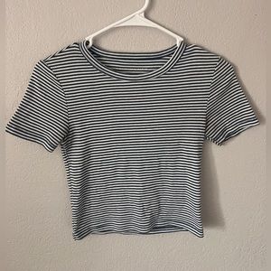 Blue And White Stripped American Eagle Crop Top